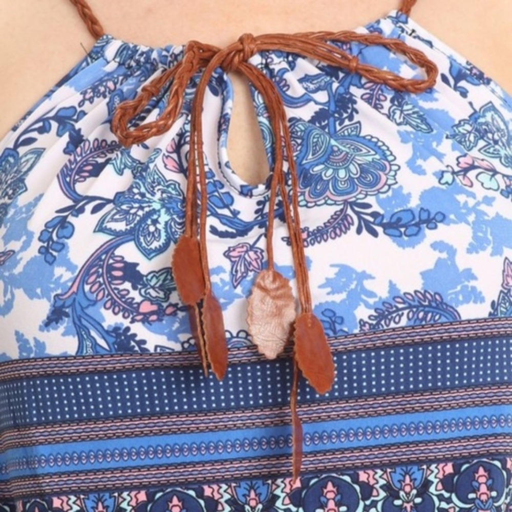 Beach Yoga Palazzo Lounge Jumpsuit Blue - Picture 4 of 4